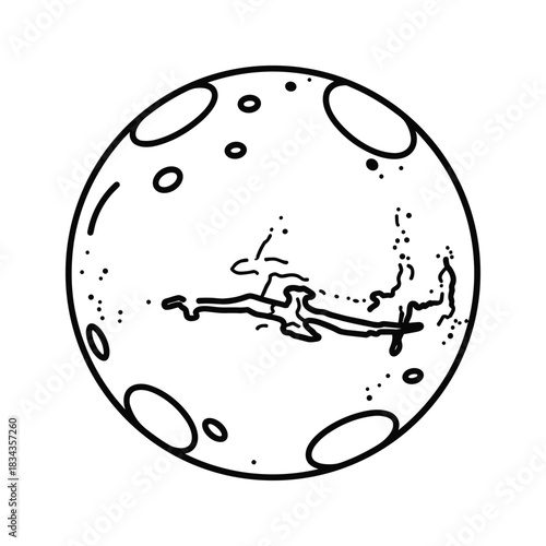 Minimalist Planet or Moon with Craters Line Art