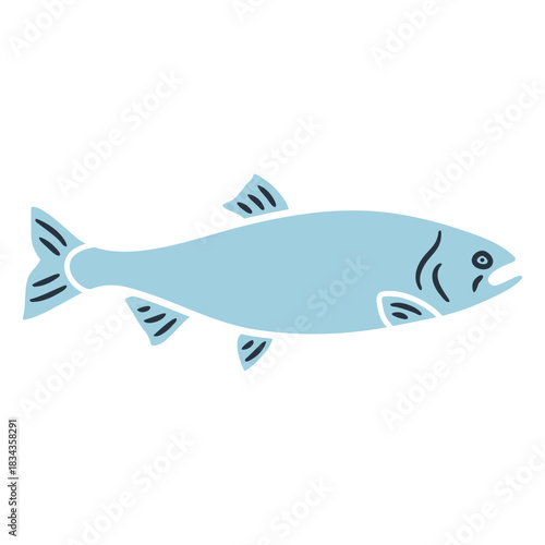 Blue doodle fish illustration