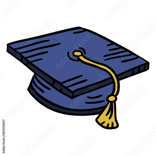 Graduation cap element hand drawn
