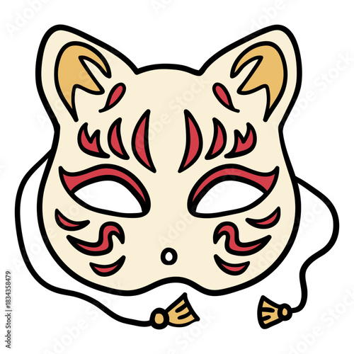 Japan cat mask hand drawn