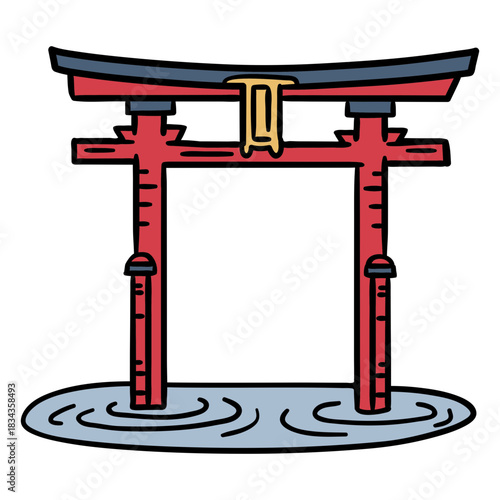 Japan gate troii hand drawn