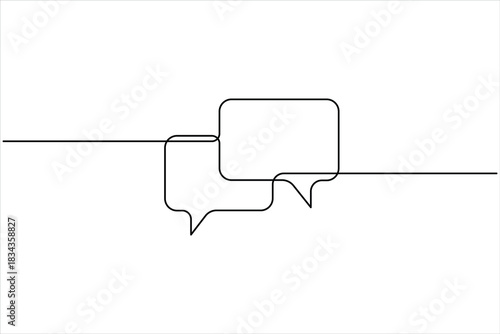 One continuous line art drawing of Speech bubble vector illustration. Communication chat messenger linear vector line symbol. Dialog cloud, chat bubble concept outline line design