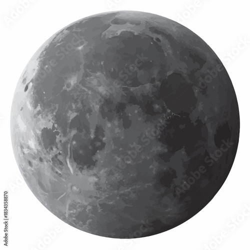 Photorealistic Lunar Eclipse with Blood Moon Effect on White Background