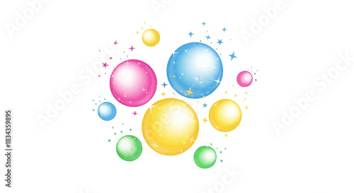 Glossy multicolored spheres arranged in a floating clean composition with soft highlights and gradients