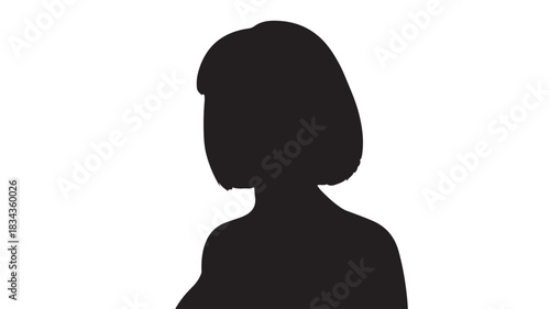 Silhouette of a womans head and shoulders simple black vector illustration isolated on a white background