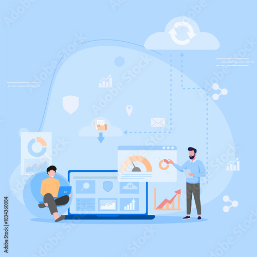 Hosting Services and Server Management Vector Design by Data Administrator