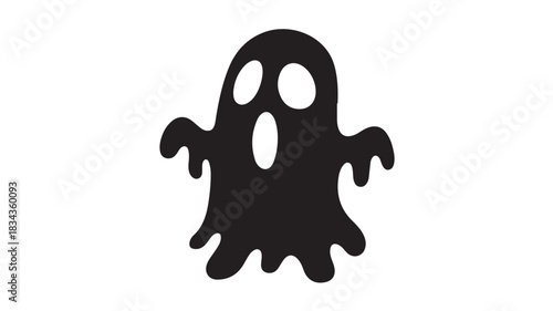 Simple black ghost silhouette spooky vector illustration for Halloween isolated on white background
