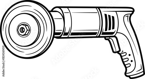 angle, grinder, tool, silhouette, vector, illustration, black, cad, drawing, power, handheld, cutting, grinding, device, design, mechanical, construction, metal, stone, equipment