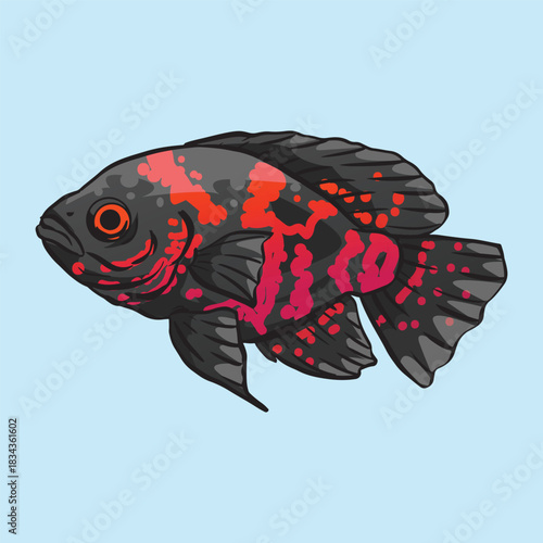 Illustration of an Logo Predator Fish Oscar