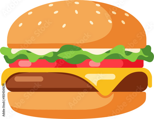 Delicious Burger with Fresh Ingredients and Melted Cheese.