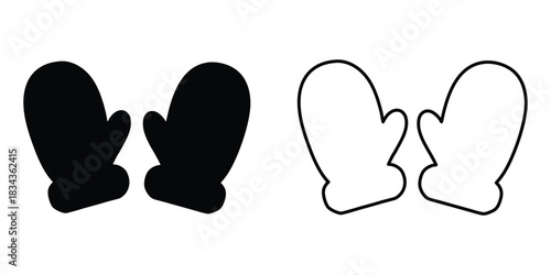Winter mittens silhouette vector, Winter gloves icon, Winter gloves silhouette