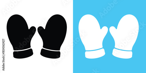 Winter mittens silhouette vector, Winter gloves icon, Winter gloves silhouette