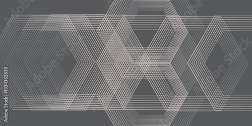 Digital abstract background hexagon lines on cream background. Futuristic digital network stripe line art.  suitable for wallpaper poster illustration abstract.