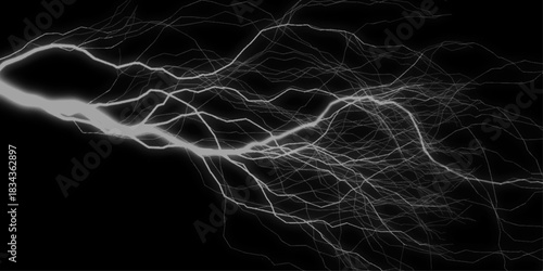 Intense red lightning streak. Gray Lightning lightning thunderstorm backgrounds. Dynamic electric arcs in black and gray colors creating a striking visual effect on black background