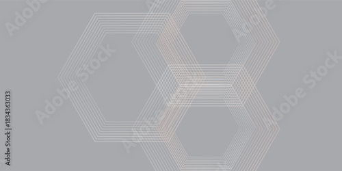 Digital abstract background hexagon lines on cream background. Futuristic digital network stripe line art design for poster, brochure, cover, website, banner