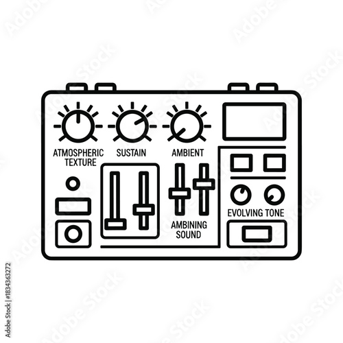 Outline Icon of Music Effects Pedal with Atmospheric & Ambient Sound Controls