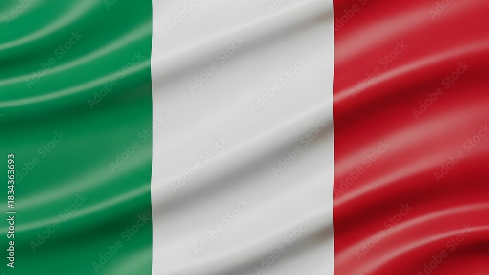 Obraz premium Waving italian flag background with green white and red stripes