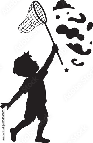 Boy Catching Dreams and Stars