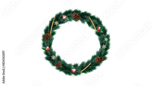 Circle made with Christmas leaves