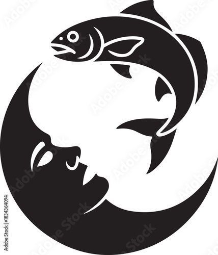 Lunar Leap Fish and Moon Art