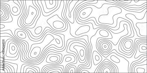 Dense black and white abstract topographic contour lines forming a complex, organic, and irregular pattern across a white background, ideal for graphic design and artistic backgrounds