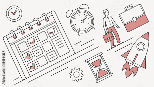 Business Time Management and Productivity Icons