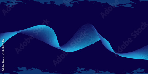 Abstract glowing wavy lines on a dark blue background. Dynamic wave pattern. Modern flowing wavy lines. Futuristic technology concept complemented by a frame.