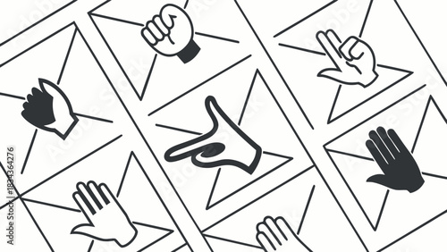 Set of Hand Gestures and Playing Card Symbols Icons
