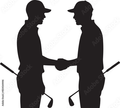Golfers Shaking Hands Silhouette