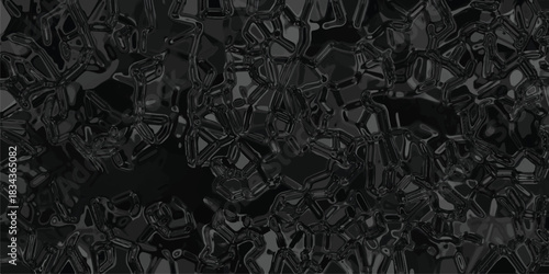 Dark Abstract Background with Intricate Polygonal Structures and Glossy Black Surfaces Creating a Complex and Moody Geometric Texture for Visual Design