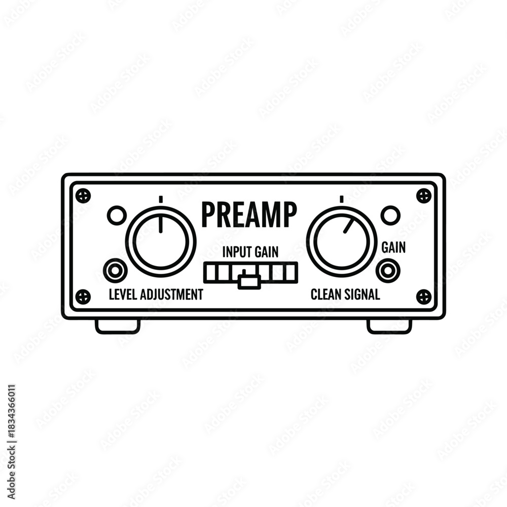Fototapeta premium Preamp Audio Device Line Icon Vector Illustration