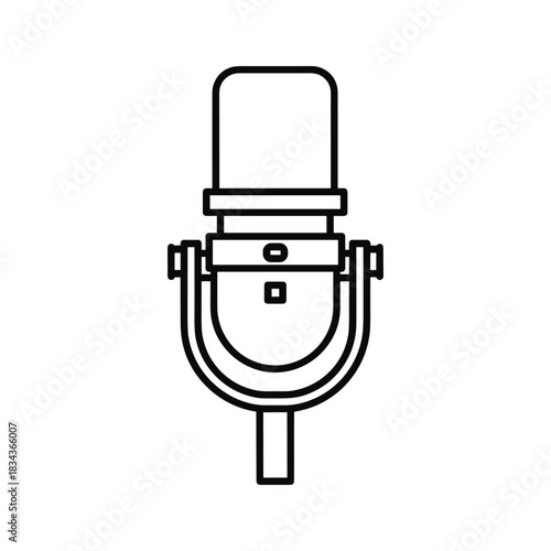 Retro Studio Microphone Line Art Icon