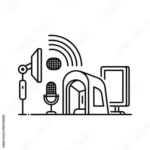 Podcasting and Live Streaming Studio Setup Icon
