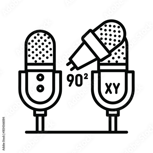 XY Stereo Microphone Setup Icon with 90 Degree Angle for Audio Recording