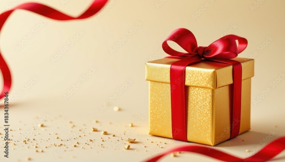 Obraz premium Gift box surprise celebration setup png cut out elegant atmosphere top-down view festive concept