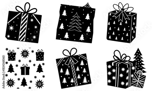 Festive Christmas presents illustration bringing holiday cheer, perfect for greeting cards, gift tags, and seasonal promotions this winter