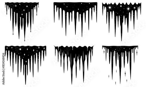 Stunning icicle silhouette collection, perfect for winter designs and festive projects, originally a vector graphic for scalable use in creative works