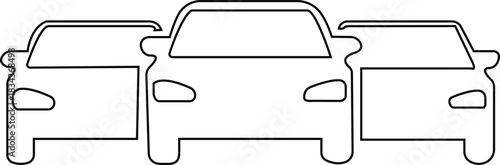 Black car icon in line style, vehicle silhouette with SUV, sedan, convertible and pickup monochrome transport symbol pack and automotive graphic synonym illustration