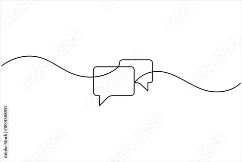 One continuous line art drawing of Speech bubble vector illustration. Communication chat messenger linear vector line symbol. Dialog cloud, chat bubble concept outline line design