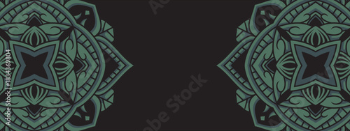 
Mandala frame background banner motif with strong symmetrical details, suitable for vertical banners and ceremonial graphics.