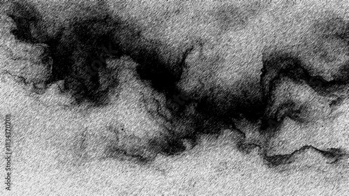 Abstract Black and White Grunge Texture Background with Charcoal Sketch and Fluid Smoke Effect