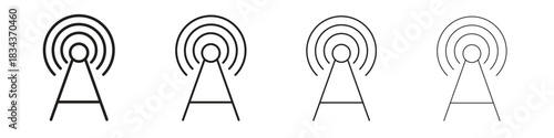 Broadcast tower icon, Set vector logo design templates,