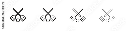 Broom-ball icon, Set vector logo design templates,