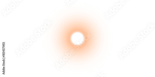 A single bright orb of light with a warm, soft orange glow isolated on a white background.