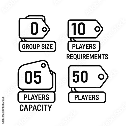 Outline Icons for Player Count, Group Size, Capacity, and Requirements