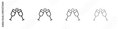 Champagne Glass icon, Set vector logo design templates,