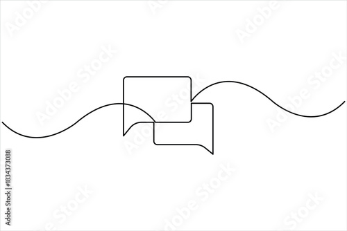 One continuous line art drawing of Speech bubble vector illustration. Communication chat messenger linear vector line symbol. Dialog cloud, chat bubble concept outline line design