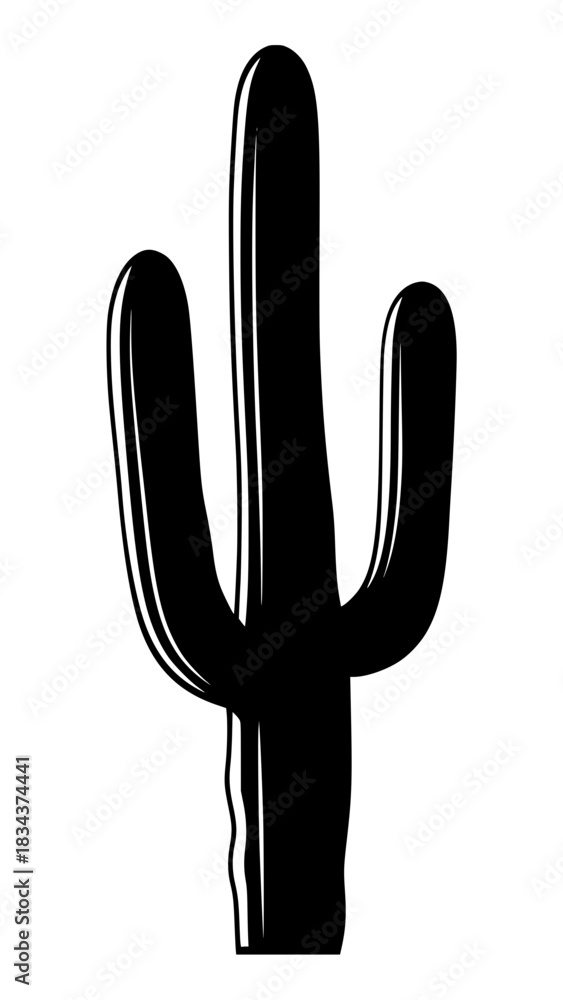 Obraz premium Vector cactus silhouette, isolated, thick outline