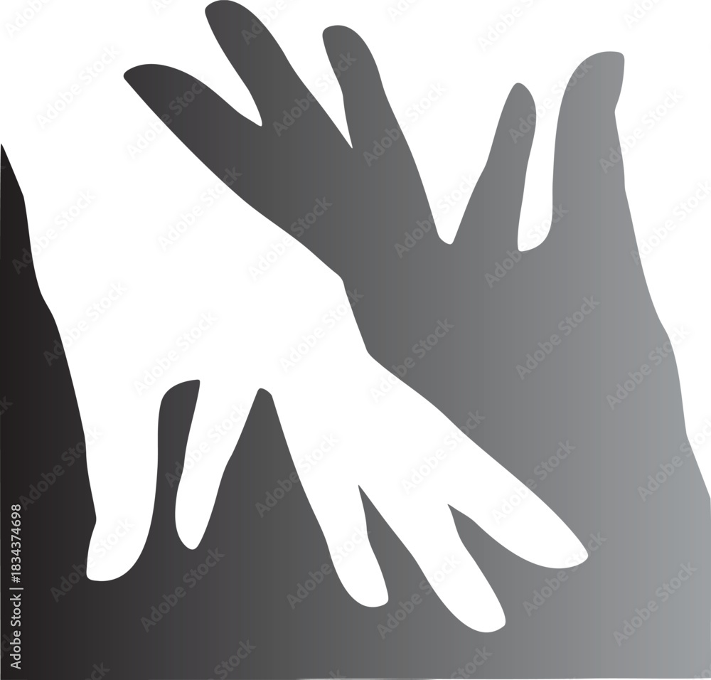 Fototapeta premium Two abstract hands reaching upwards with gradient shading
