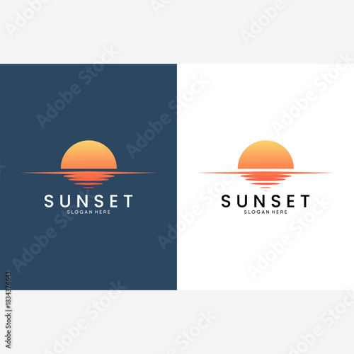 modern and minimalist sunset logo set